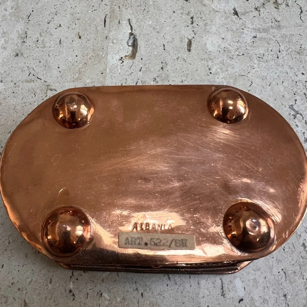 Vintage Art Nouveau Style Handmade Albanian Stamped Cooper Jewelry/Trinket Box